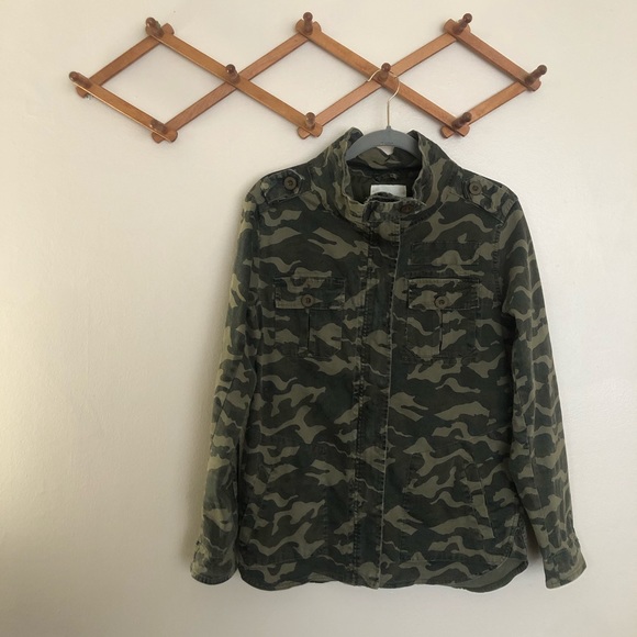 Altar’d State Camo Snap Button Zip Up Jacket